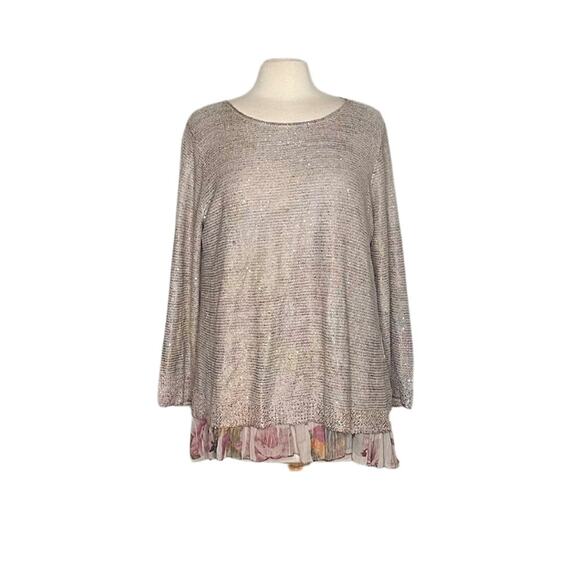 Sioni Layered Sequins Neutral Knit Too Floral Underlining Classy Modest C11 - Picture 1 of 10